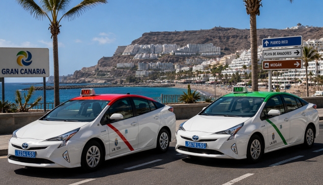 Wat is het verschil tussen een rood en groen dak op een Taxi in Gran Canaria?